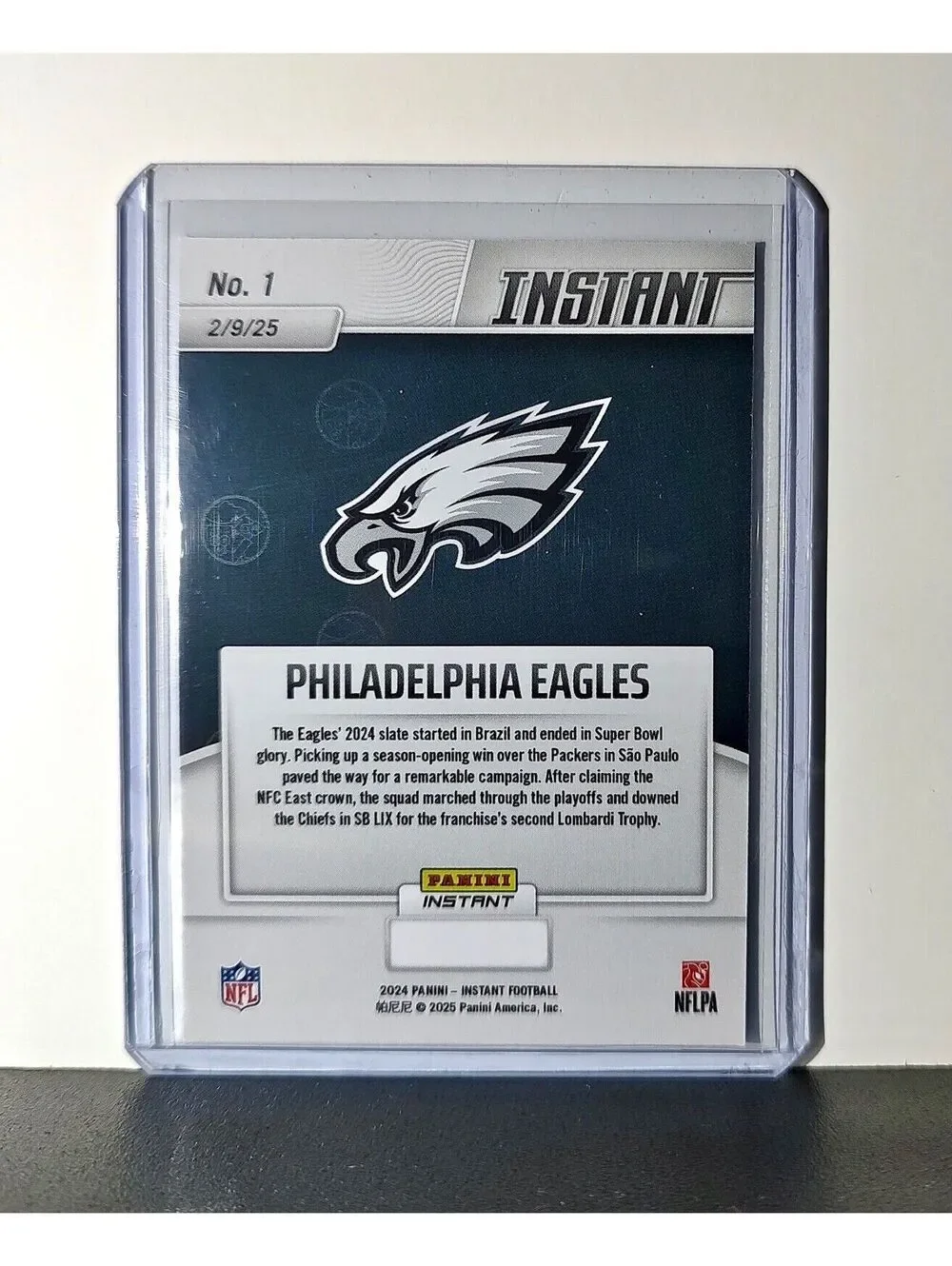 Philadelphia Eagles 2024 Panini Super Bowl LIX Champions NFL #1 Football Card